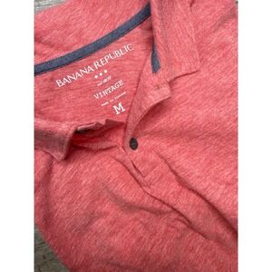Banana Republic Mens Vintage Polo Shirt Coral Heathered Short Sleeve Size M